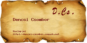 Dencsi Csombor névjegykártya